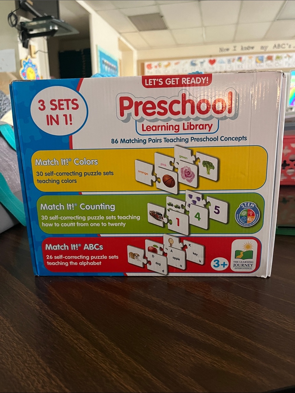 Preschool Learning Library Match It Colors Counting ABCs Puzzle Set STEM